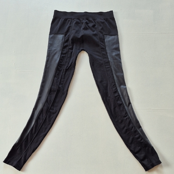 Material Girl Black Leggings with Pink Accents - Picture 1 of 4